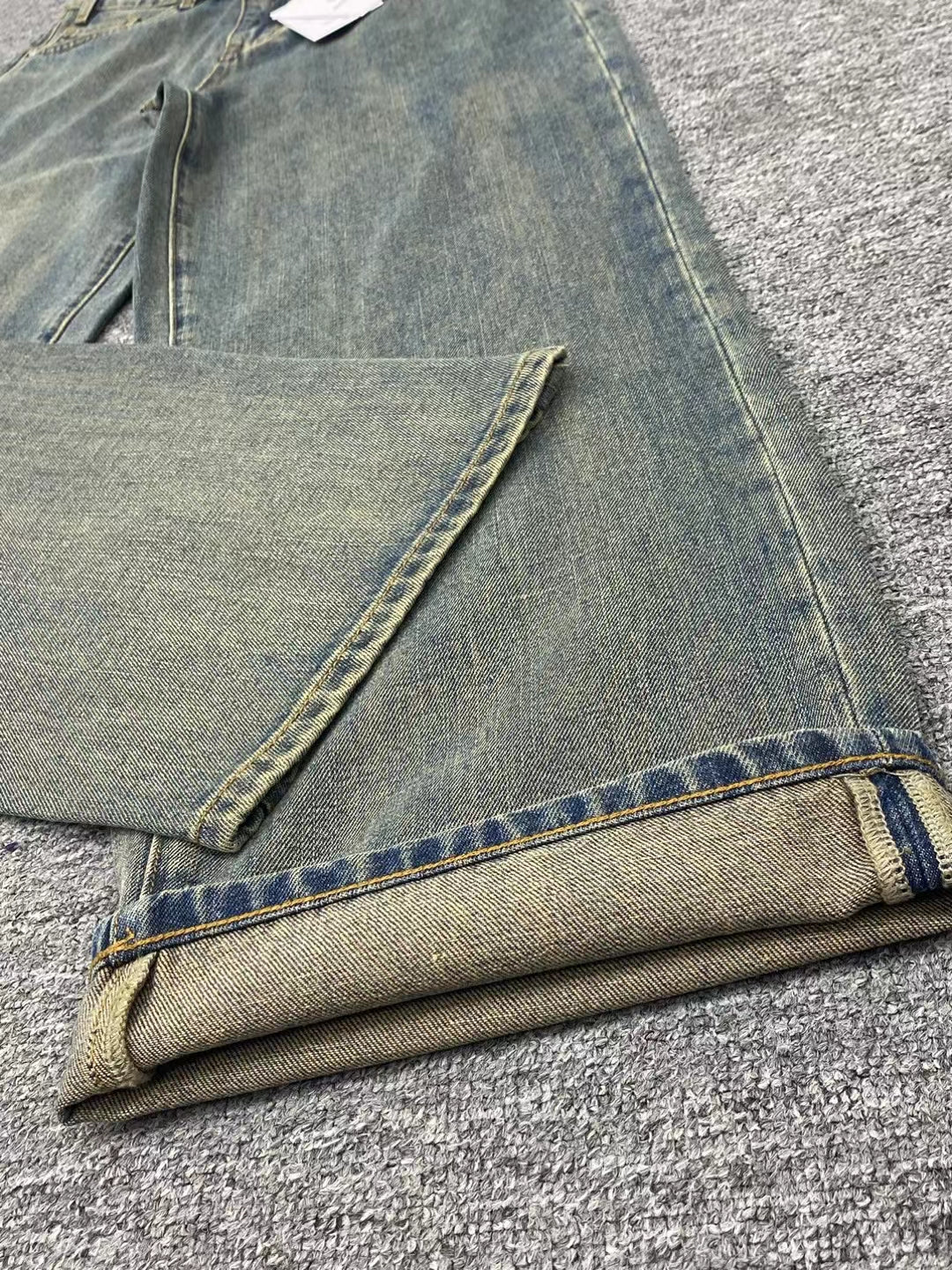 Straight High Waist Boyfriend Style Fashionable Washed Distressed Blue Denim Trousers