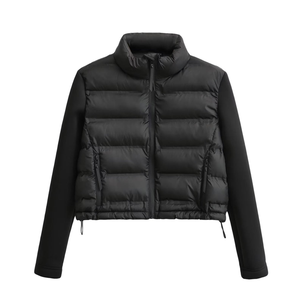 Black Patchwork Short Cotton Jacket