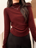 Red Plus Velvet Thick Long Sleeve T-shirt-ABS2509RD