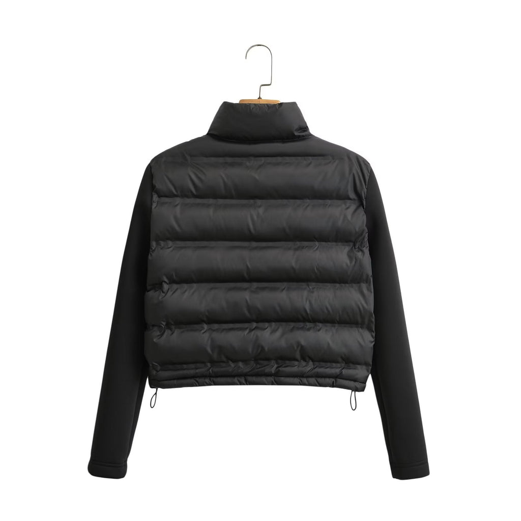 Black Patchwork Short Cotton Jacket