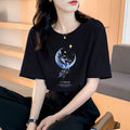 Loose Cotton Short-sleeved T-shirt Ladies Summer Tops-SPF-241